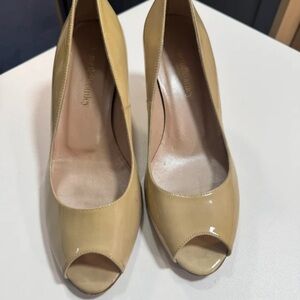 Elegant Tan Peep Toe Heels